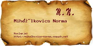 Mihálkovics Norma névjegykártya